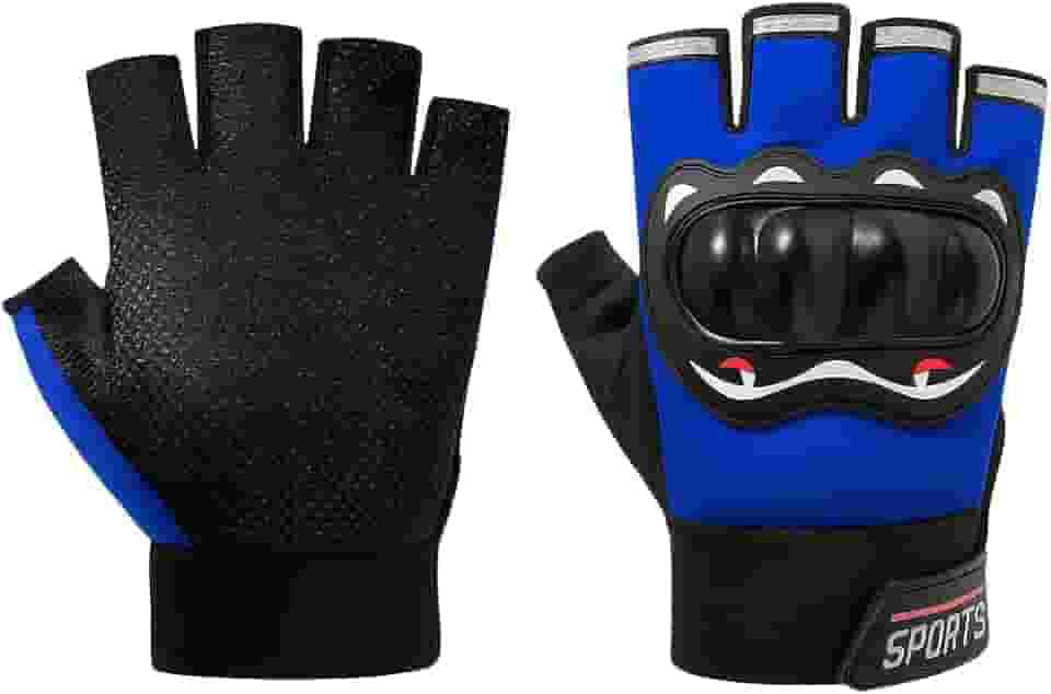 Luva Motociclista Ciclista Meio Dedo Respirável com Proteção nas Juntas – Touchscreen, Antiderrapante, Alta Ventilação