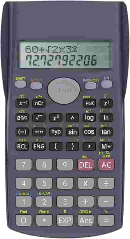 Calculadora Científica de Engenharia, 240 Funções, Display de Linha Dupla, Ideal Escola e Escritório (Preto)