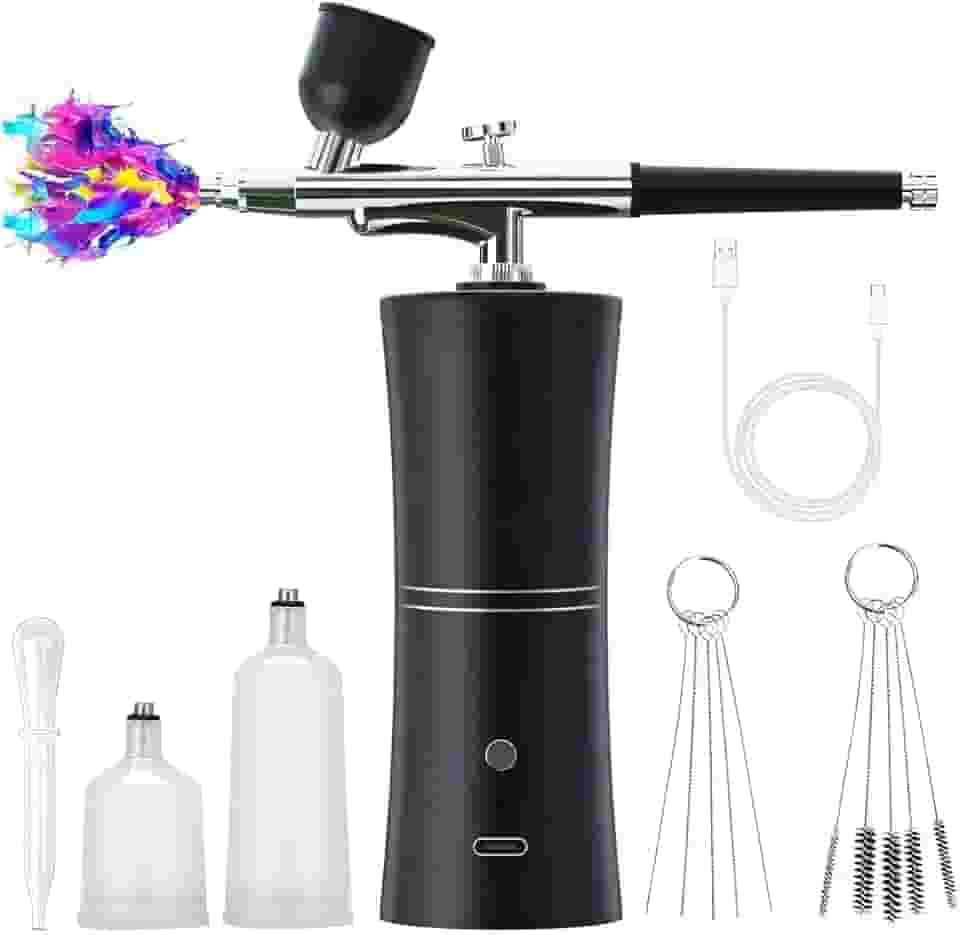 Aerografo com Compressor, Kit de Pincel de Ar Portátil Recarregável sem Fio Profissional para Unhas, Maquiagem, Barbeiro, Decoração de Bolos e Pintura, aerógrafo