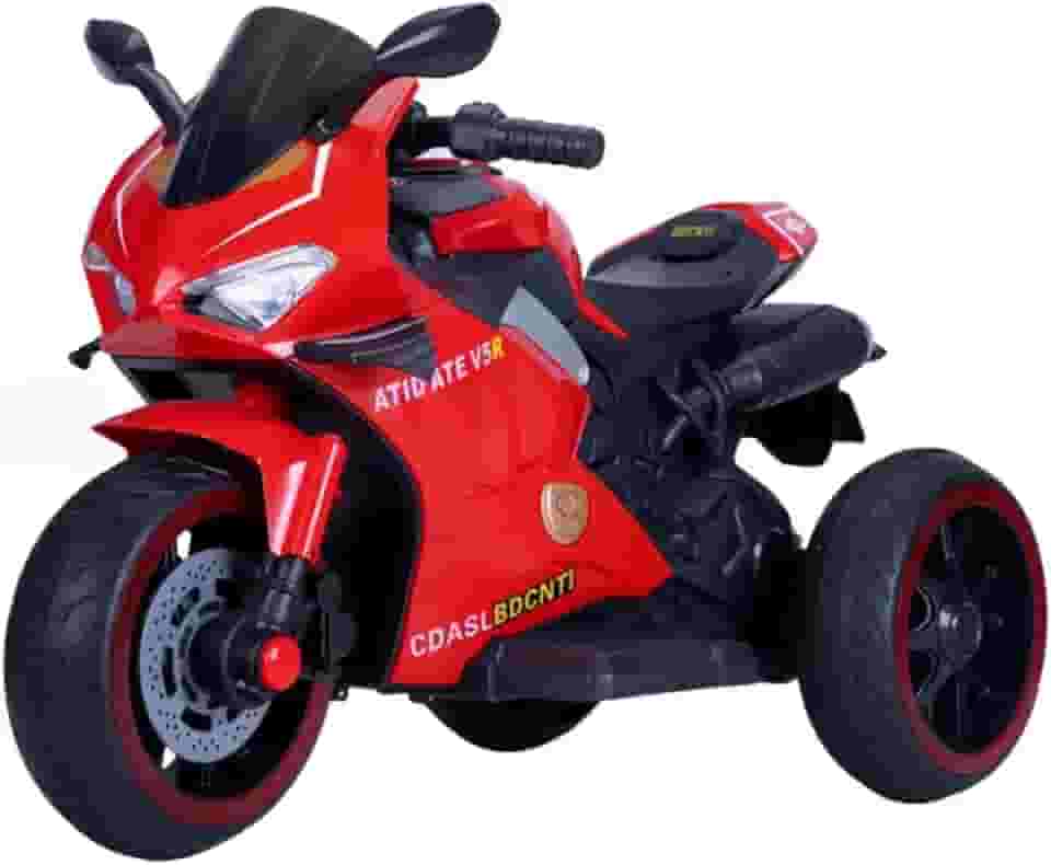 Moto Elétrica Infantil Super Moto 3 Rodas Vermelha com Som e Luz Frente e Ré