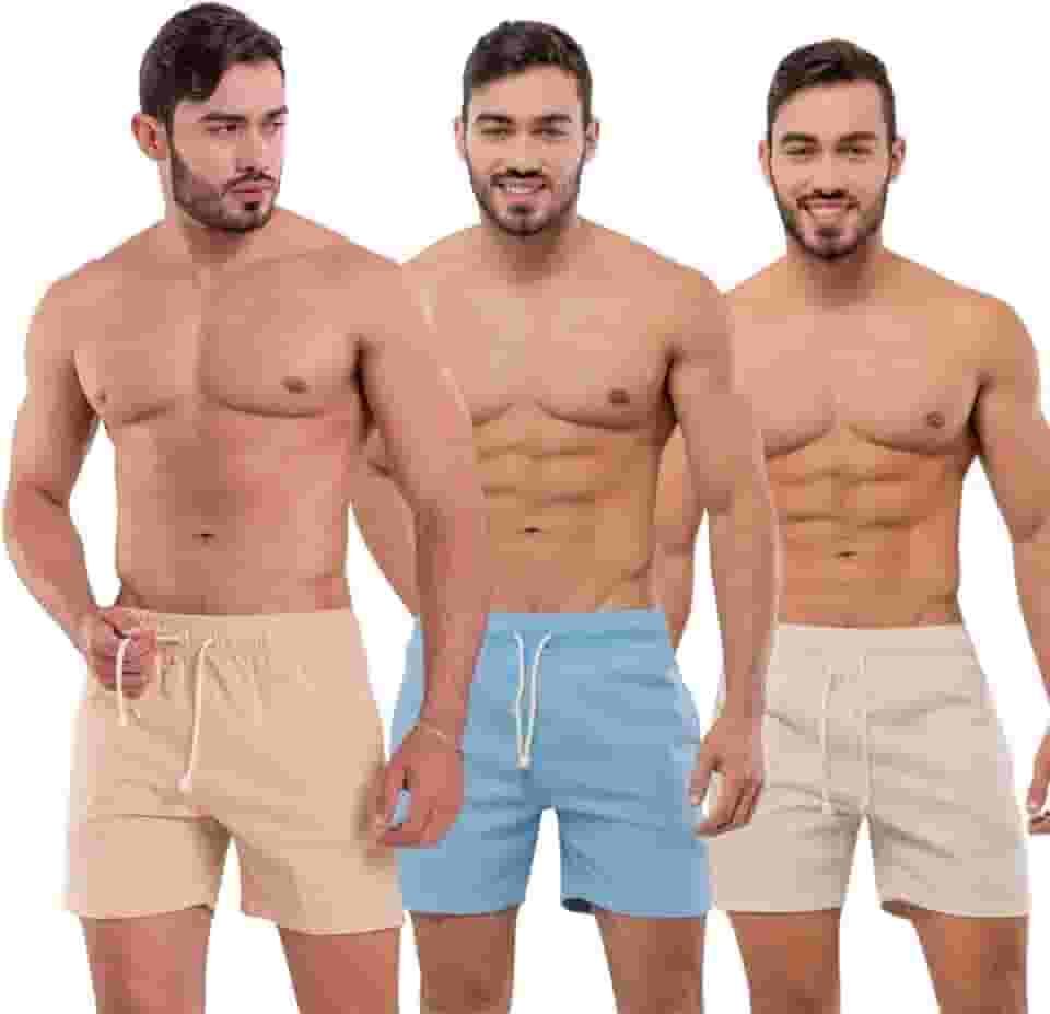 Kit com 3 Short Linho Masculino Bermuda Mauricinho Masculina colorida qualidade premium curto Loja Intro