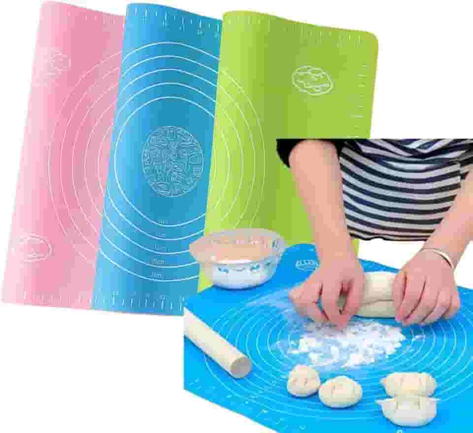 Kit 2 Tapete Culinário 50x40 de Silicone de Forno Ideal para Preparar Paes, Roscas, Pão de Queijo ou Forrar Formas Antiaderente Cozinha Reutilizável Cor Variavel Premium