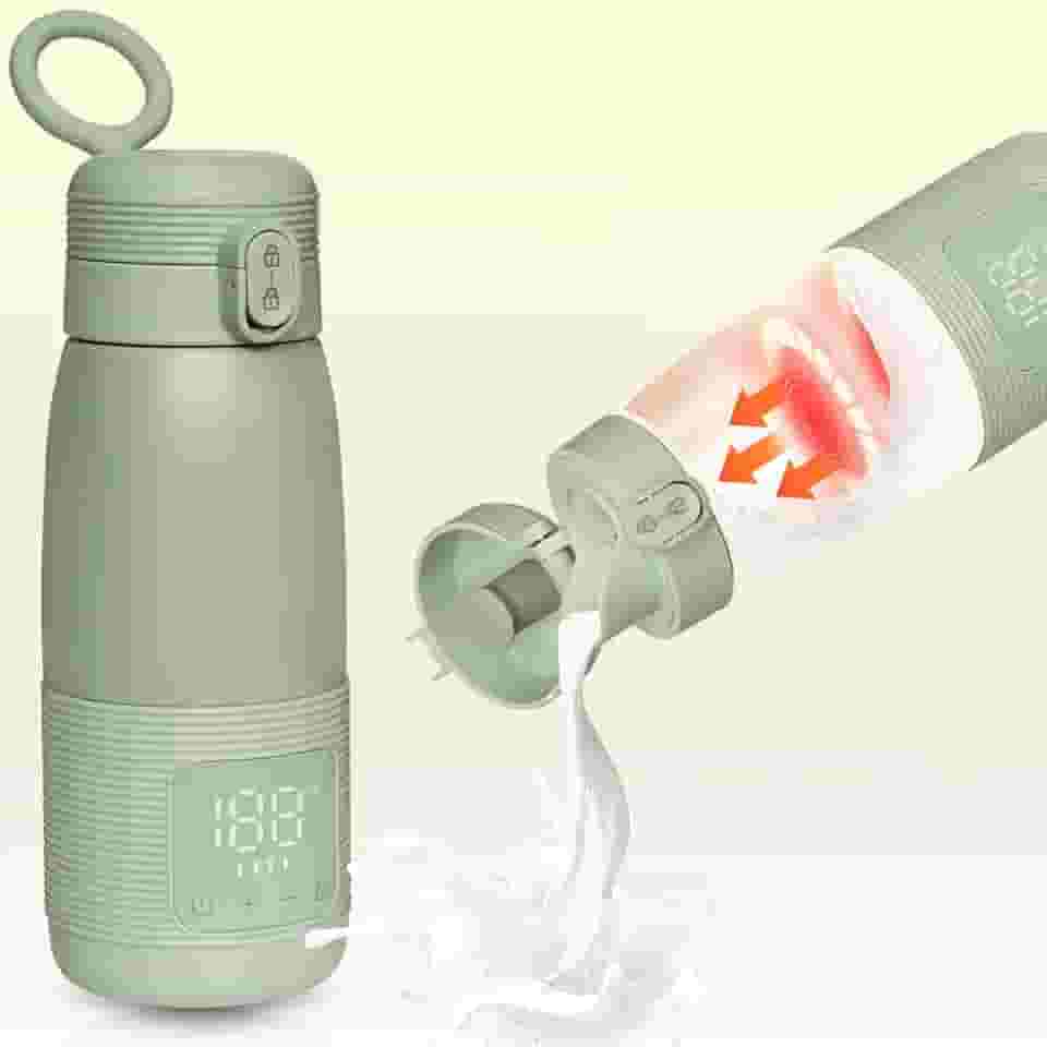 Aquecedor de mamadeira portátil para viagens – dois modos de aquecimento para leite materno e água, aquecimento rápido de 3 minutos, grande capacidade de 500 ml, bateria de longa duração, serve na