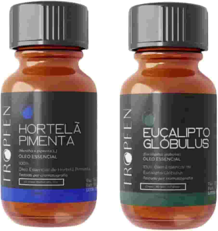 Kit Óleo Essencial Respiração Gripe - Hortelã Pimenta + Eucalipto Glóbulos 100% Puro 10mL Cada