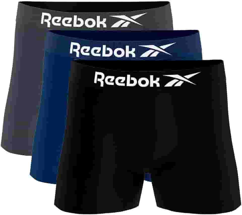 Kit 3 Cuecas Boxer Reebok Masculinas Microfibra Adulto Box Sem Costura Sortidas