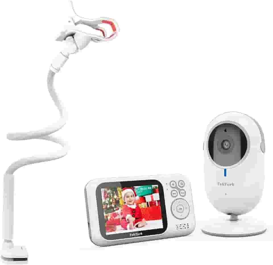 TakTark Babá Eletronica Câmera, 3.2' Monitor de Câmara para Bebés com suporte para montagem de câmera, Sem WiFi, Visão nocturna, Áudio de 2 vias, Sensor de temperatura ambiente, VOX Activado por som