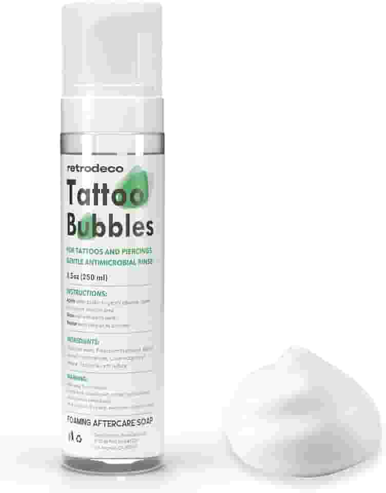 Tattoo Bubbles 8,5Oz Espumante Pós-Tratamento Tatuagem Sabonete Verde Para Curar, Limpar E Limpar Pele E Piercings - Fórmula Suave, Hidratante E Vegana (Espuma Verde, 8,5 Fl Oz)