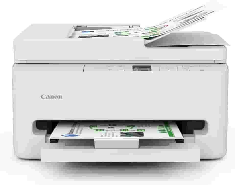 Canon PIXMA TR7120 Impressora jato de tinta colorida sem fio para impressão duplex, branca – impressora doméstica com copiadora/scanner, alimentador automático de documentos, design compacto, painel