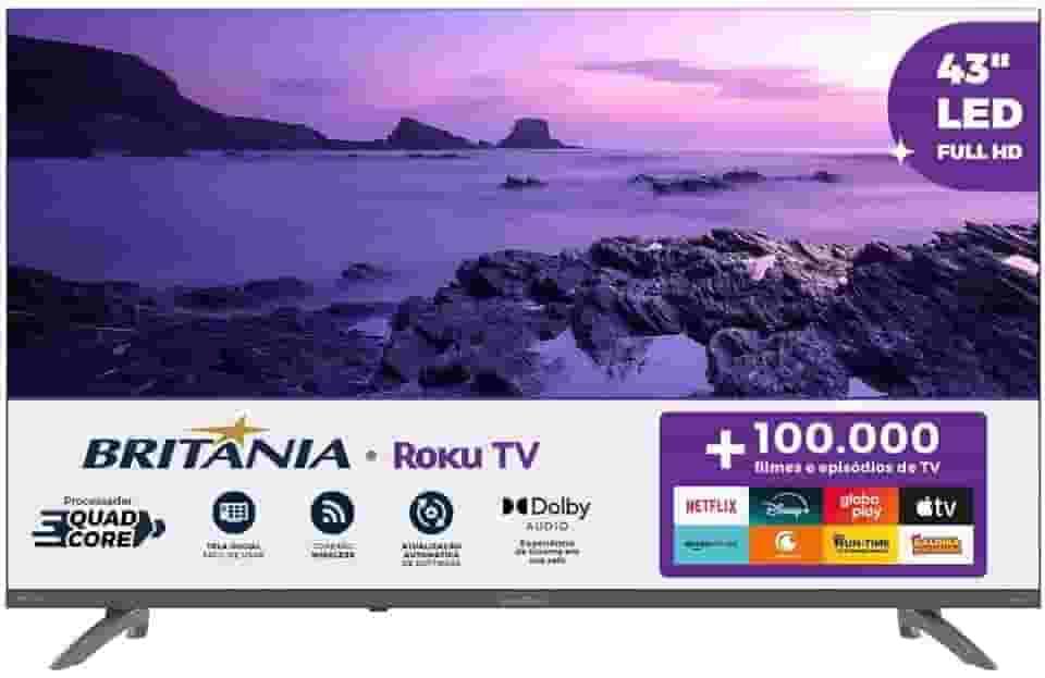 Smart TV 43” Britânia BTV43VA4REGB Roku TV LED Dolby Audio
