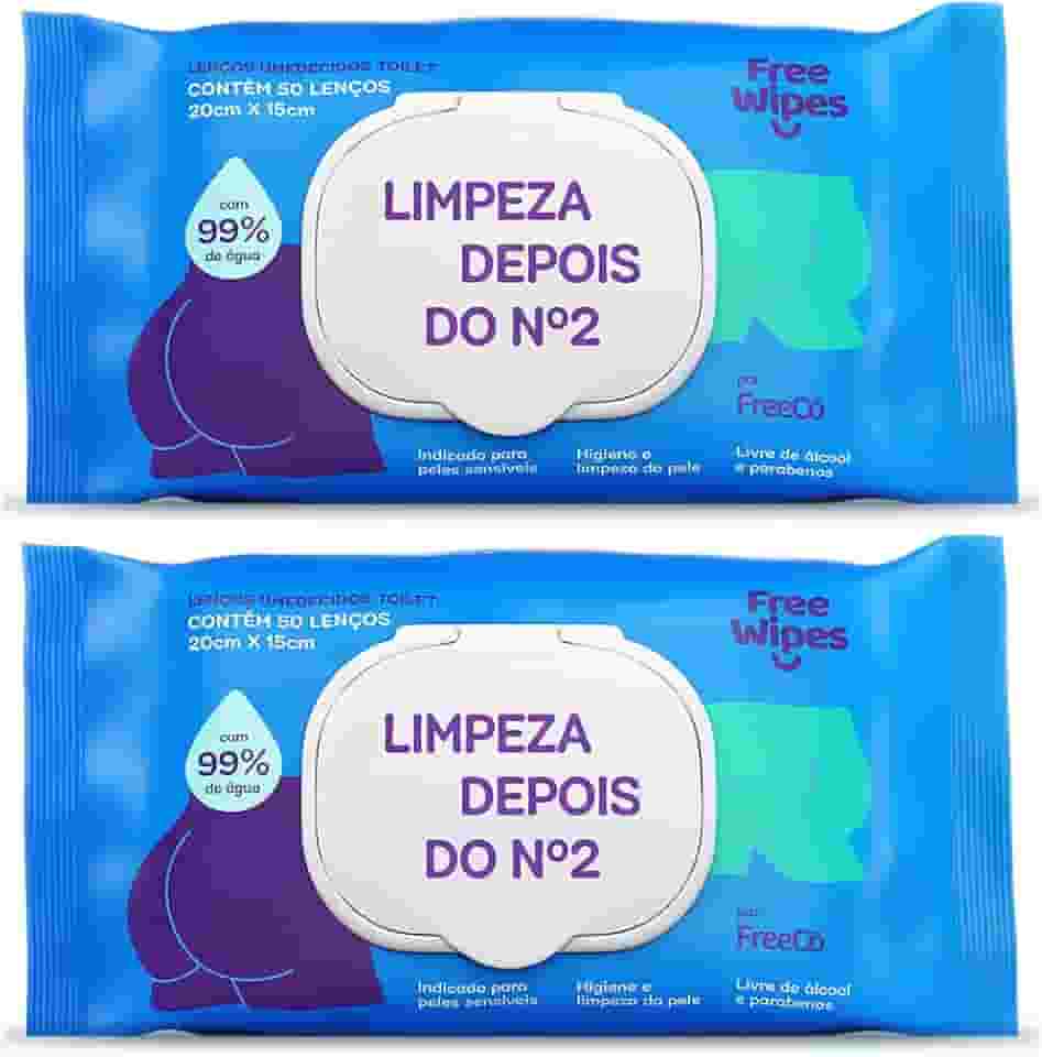 Free Wipes Lenço Umedecido Toilet - Pack com 2 unidades