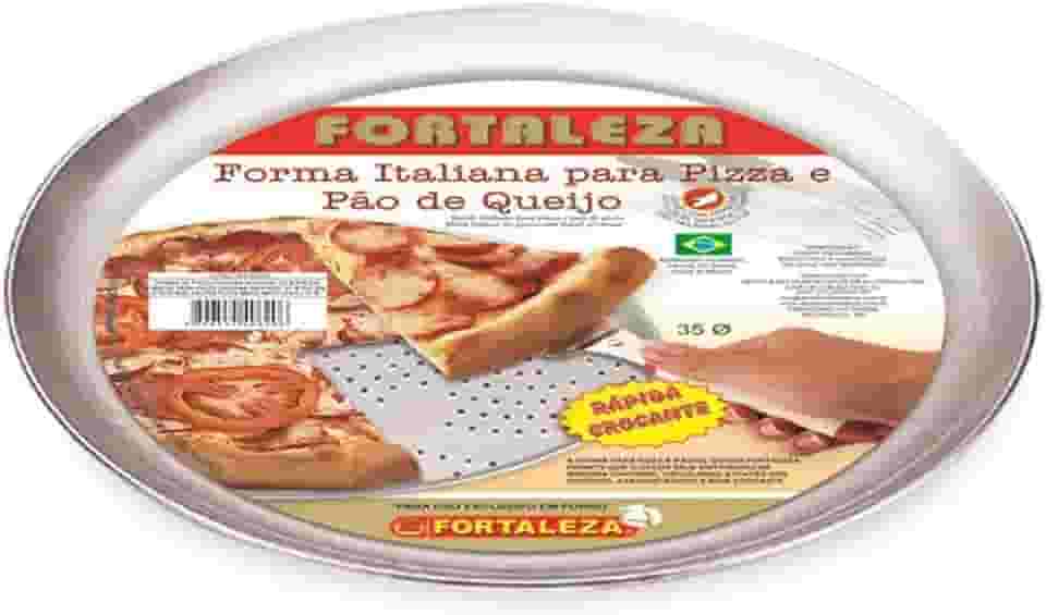 Forma Pizza Ital. 35 Furada Pá Alumínio Fortaleza Polido