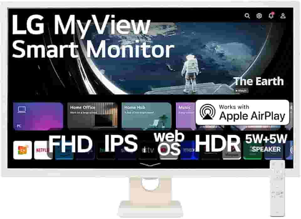 Monitor Smart LG MyView 32'' IPS FHD WebOS 60Hz 8ms Inclinação Bivolt Branco 32SR50F-W.AWZM