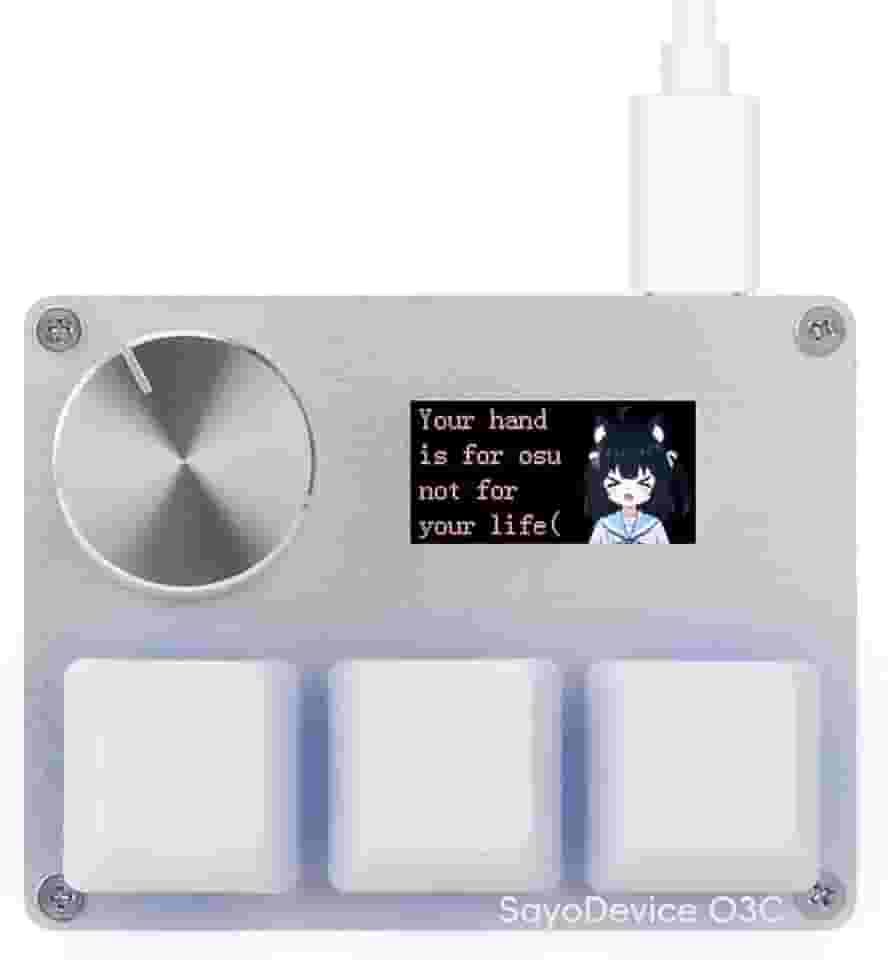 Sayo Device O3C Teclado para jogos personalizado, teclado de gatilho rápido, interruptores magnéticos com botão e tela, plug-and-play, copiar colar, branco