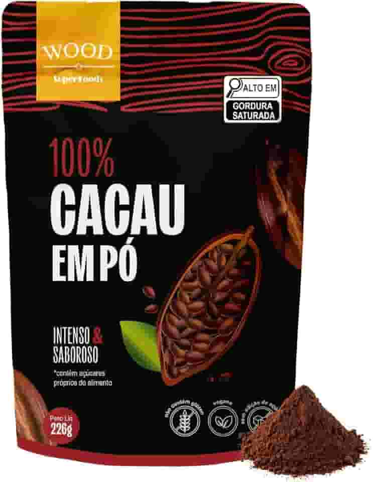 Cacau Em Pó Alcalino Natural 100% Cacau 226g - Wood Superfoods