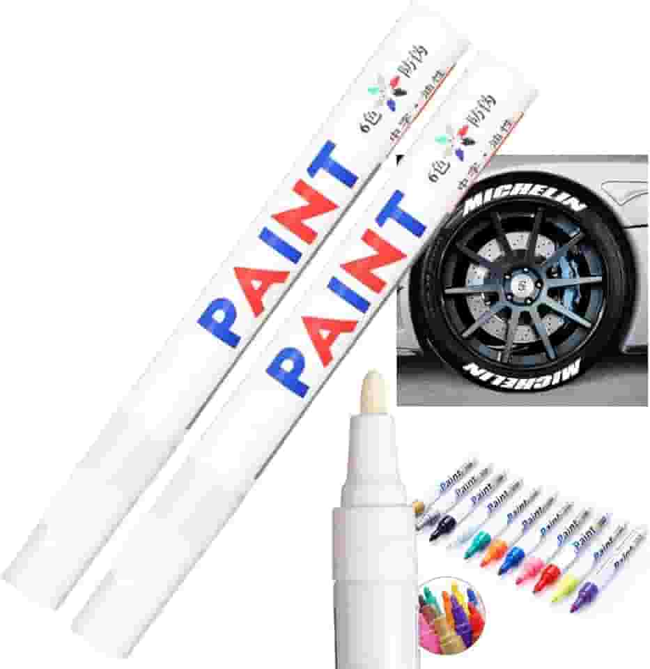 Kit 2 Canetas Reparadora Tira Risco Automóveis Carro Moto Caminhões Pintar e Retocar Pneu Azulejo e Tênis Uso Escolar Marca Texto