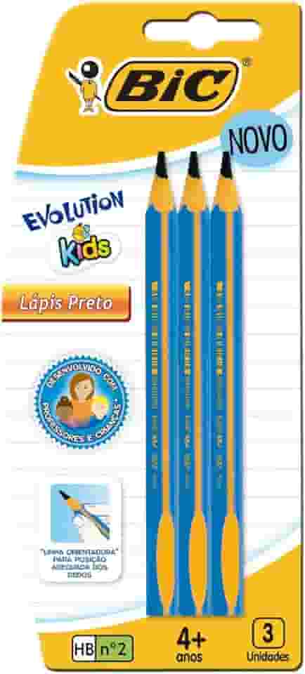 Lápis Preto Jumbo Nº 2HB Triangular, BIC Evolution KIDS, 902494, 3 Unidades, Cores Sortidas, Resistente