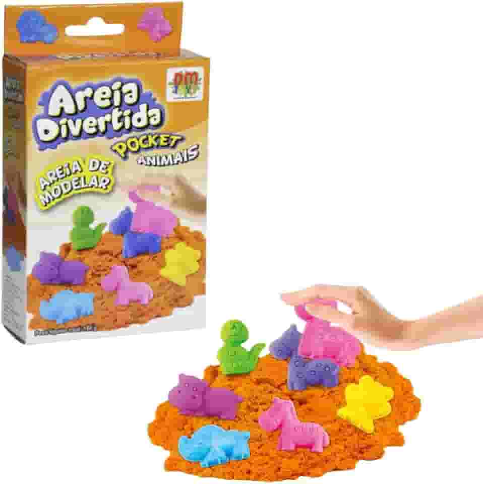 Massinha Areia Mágica de Modelar Infantil Divertida Compacta Brinquedo Massa com Moldes Animais 150 gr