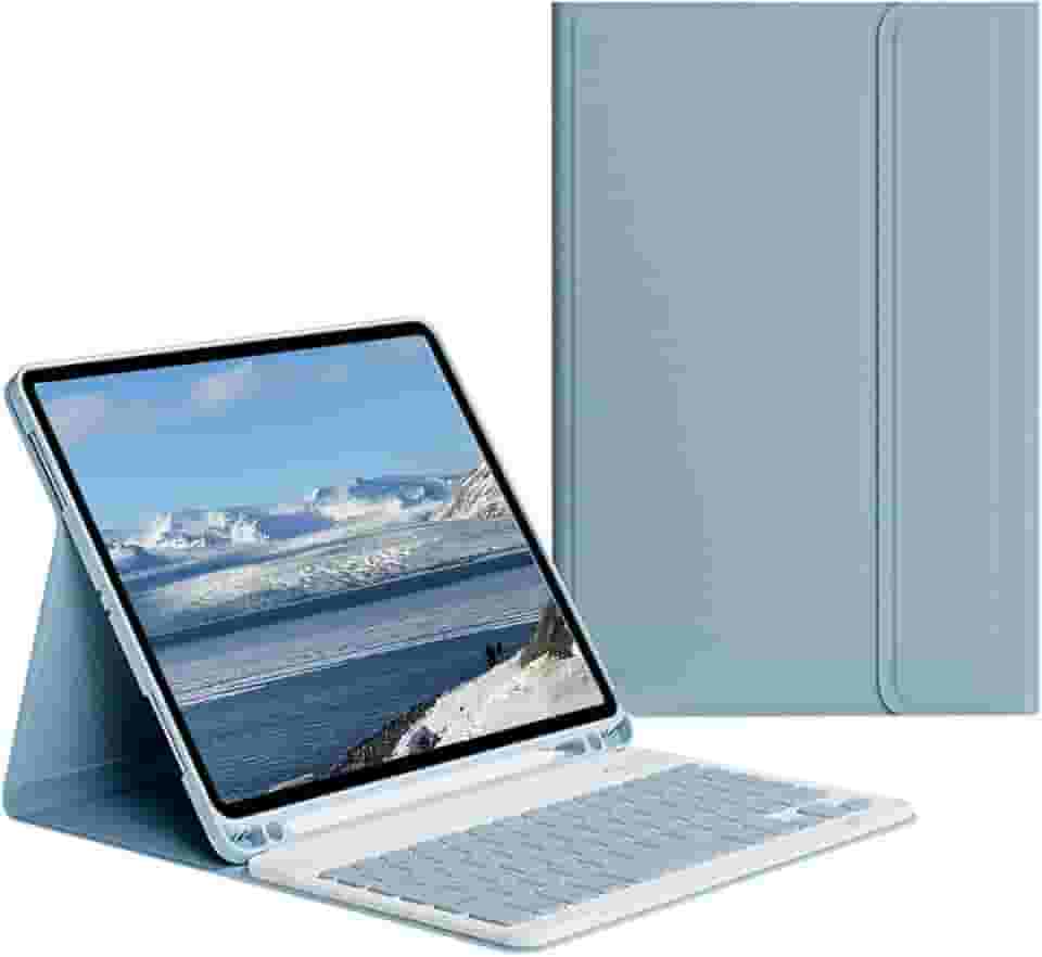 Capa Para Tablet Com Teclado Bluetooth Para iPad 7/8/9 Geração iPad Air3 iPad Pro10,5 Polegadas (Azul Enevoado, Teclado comum)