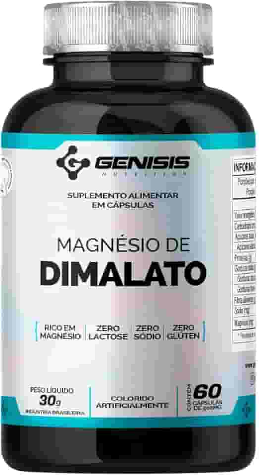 Magnésio Dimalato Original Dimagnésio Malato Genisis 60 Cápsulas