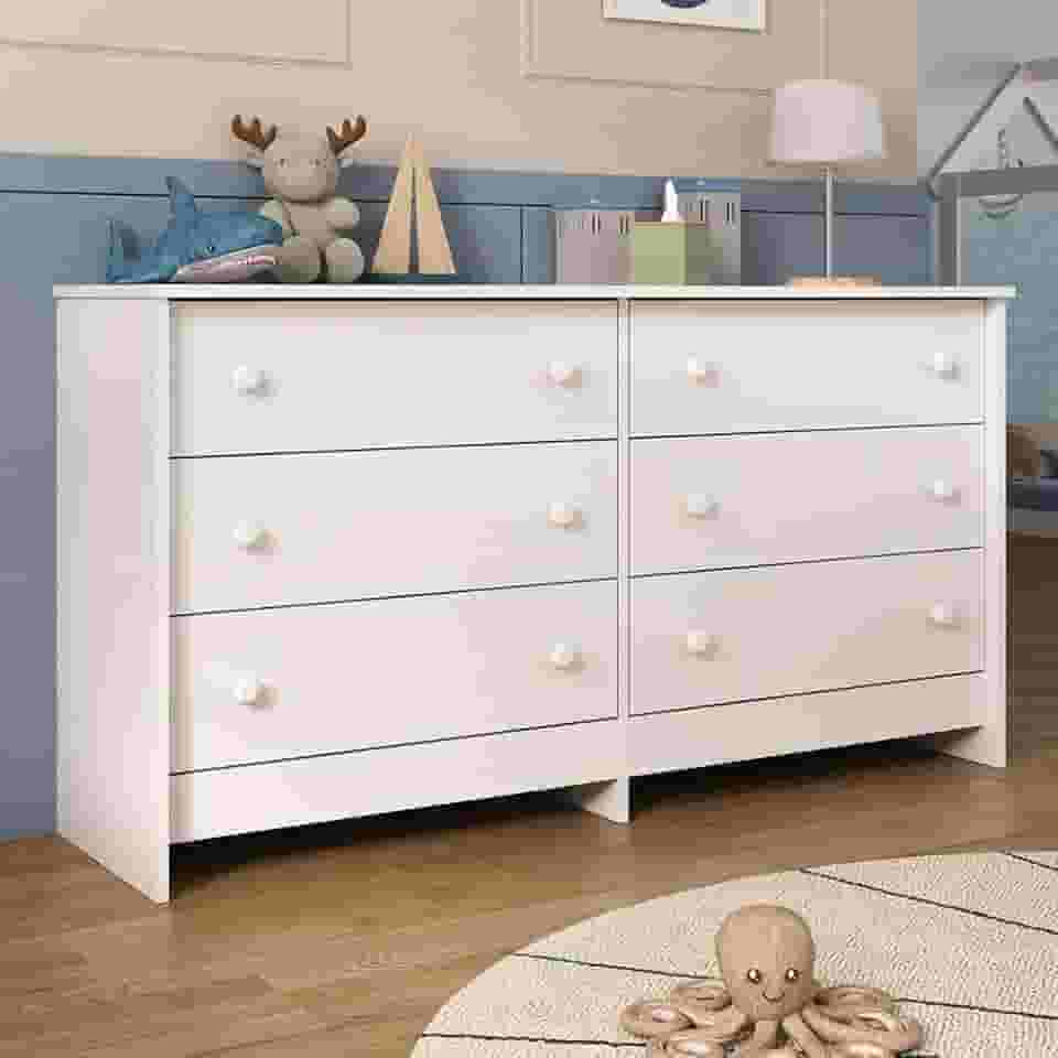 Cômoda Infantil 136cm com 6 Gavetas Flex Multimóveis Mp4262 Branco