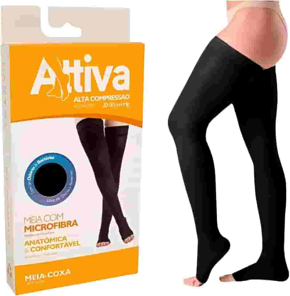 Meia Coxa Elástica 7/8 Attiva Sigvaris Compressão 20-30mmhg Cor Preta