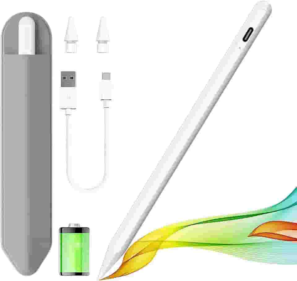 Caneta Stylus para iPad 2018-2025 com rejeição de palma, Apple Pencil para Pad de 11ª/10ª/9ª/8ª/7ª/6ª geração, iPad Pro 11/12,9 polegadas, iPad Air 2025, 27,9 e 13 polegadas (M3/2), 5ª/4ª/3ª geração