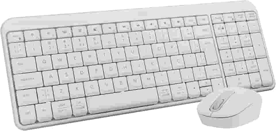 Combo Teclado e Mouse Sem Fio Logitech MK250 Bluetooth com Conectividade Rápida e Fácil, Design Compacto, Mouse Ambidestro, Layout ABNT2, Construção Durável, Compatível com PC e Mac - Branco
