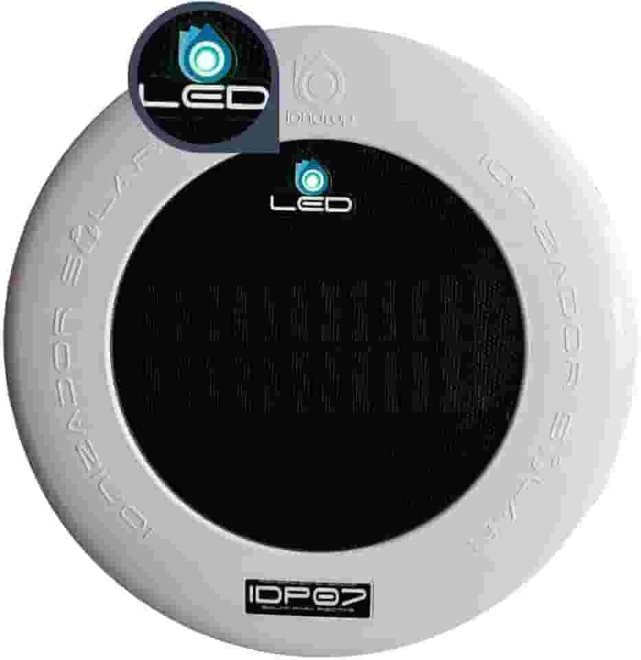 IONDROP com led IDP 07 cor branco, Ionizador Solar para Piscina, Automático, 240x150mm, Tratamento Ecológico, Redução de 90% de Cloro