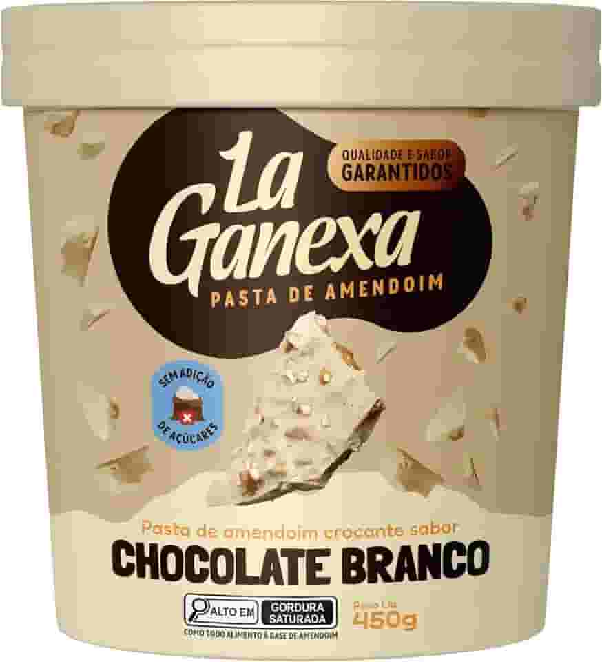 La Ganexa Pasta de Amendoim Sabor Chocolate Branco Zero Açúcar 450g