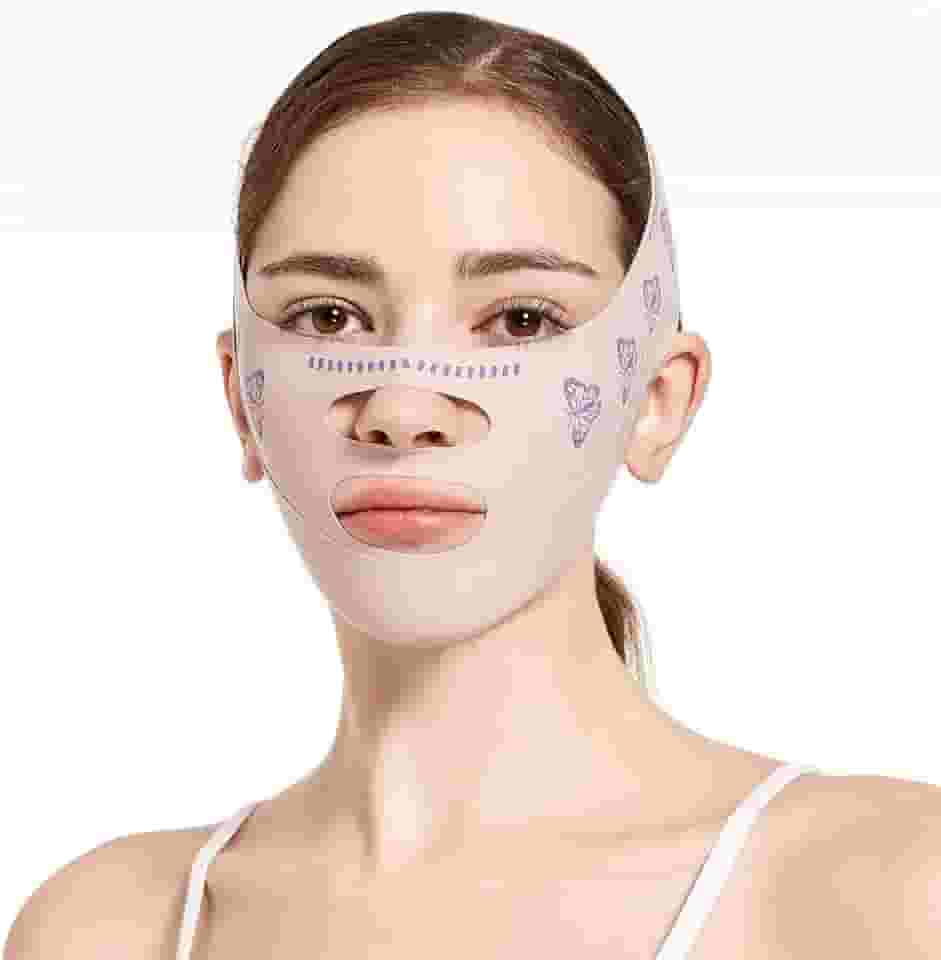 Máscara de dormir Beauty Face Sculpting, redutor de queixo duplo, máscara facial emagrecedora em forma de V, máscara facial reutilizável - faixa antienvelhecimento e antirrugas (rosa B)