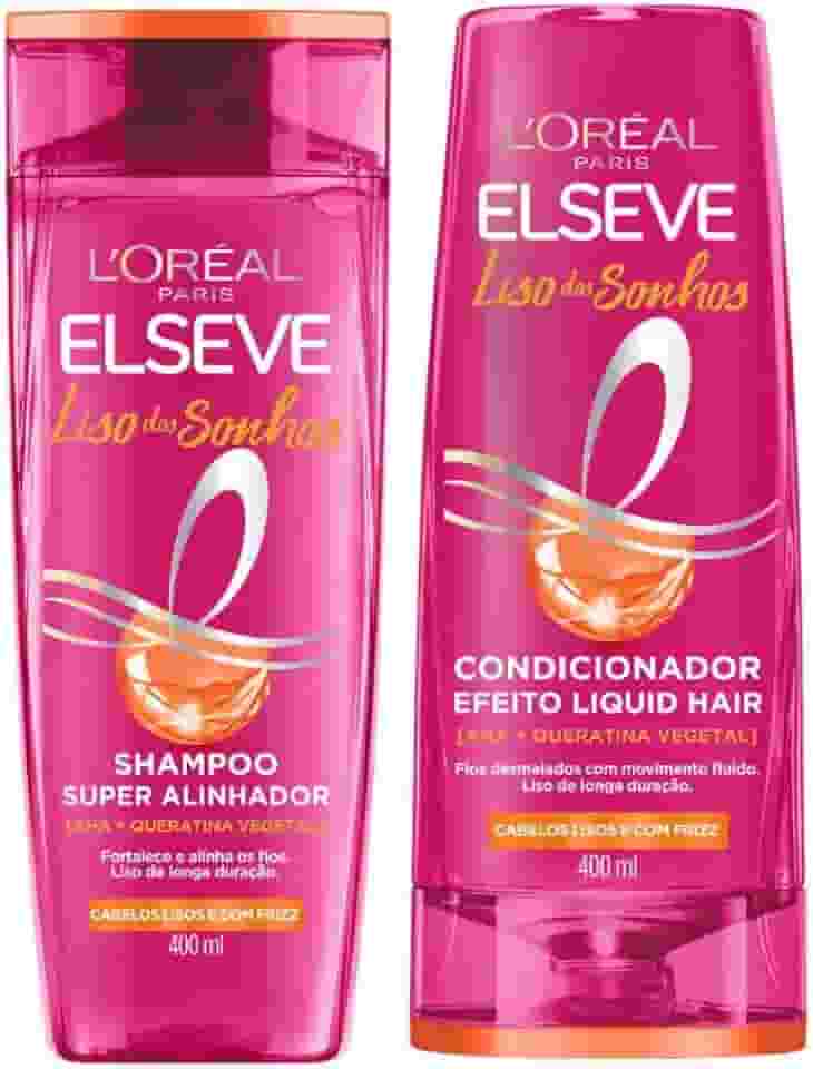 Kit Elseve Liso Dos Sonhos AHA + Queratina Vegetal Shampoo 400ml + Condicionador 400ml (2 produtos)
