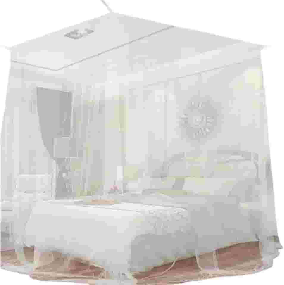Genérico Mosquiteiro De Teto Para Cama De Casal Queen Super King, Branco, 200 x 205 x 240 cm
