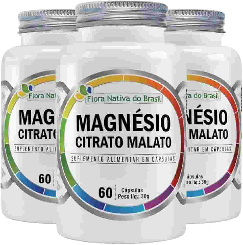 KIT 3X Magnésio Citrato Malato 60 Cápsulas - Flora Nativa