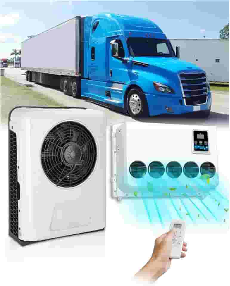 Ar condicionado de 12 V 12.000 BTU, ar condicionado CC de 12 volts para estacionamento de semi caminhões, mini unidade AC dividida, inversor A/C silencioso para caminhão dorminhoco, reboque fechado