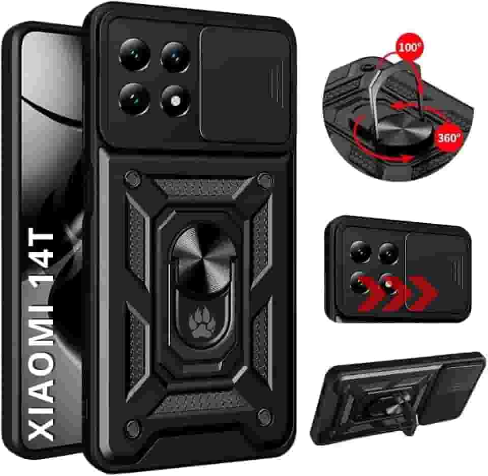 Capa Capinha Case Armor Anti Choque Ring Luxo Para Xiaomi 14t (Tela 6,67) + Anel Giratório + Proteção De Câmera - Proteção Militar