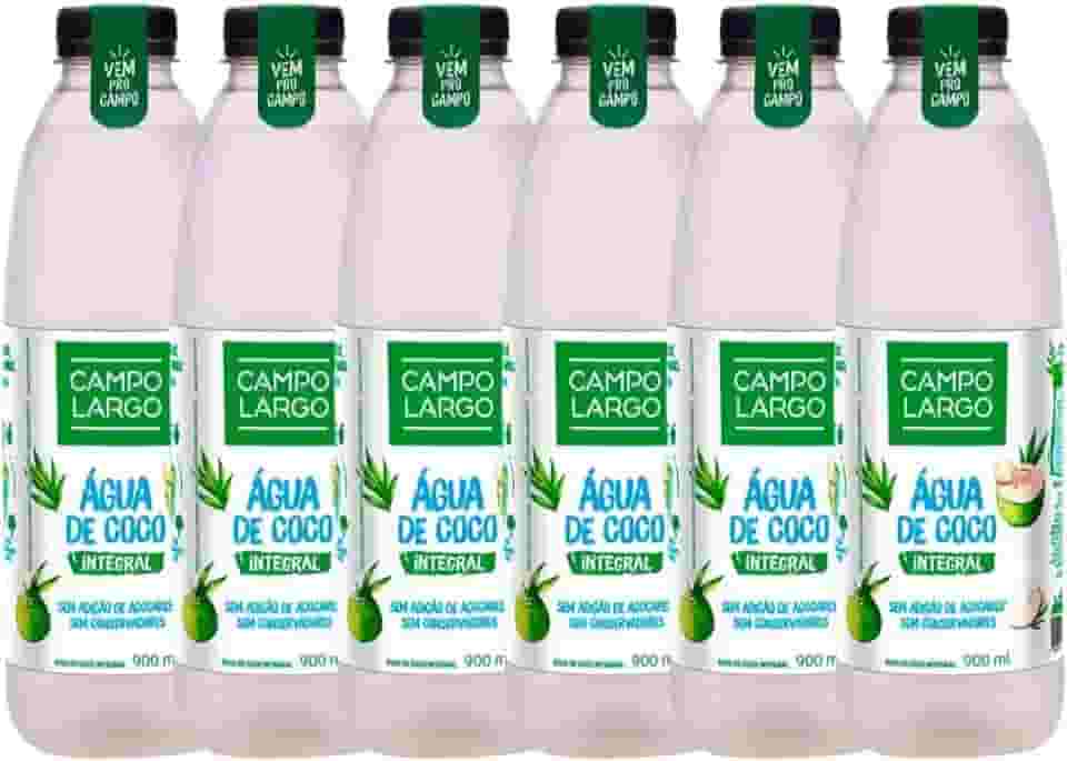 Kit 6x Água De Coco Integral Campo Largo Garrafa 900 Ml Natural Sem Conservante Fardo