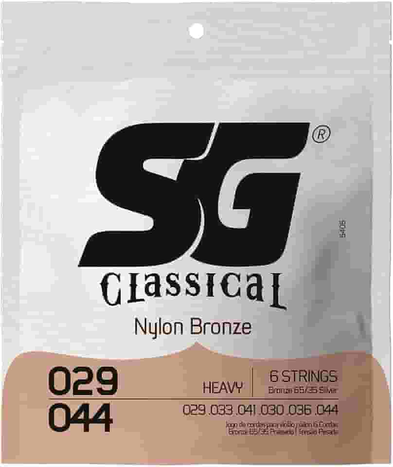 Encordoamento SG Nylon Bronze 65 35/Prata Tensão Alta Pesada para Violão