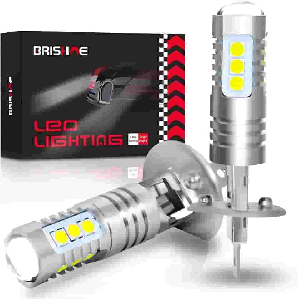 Lâmpadas de LED H1 de 6000 K Xenon branco, extremamente brilhante 3030 chips H1 lâmpadas de LED com projetor para faróis de neblina de carro, luzes de rodagem diurna DRL (pacote com 2)