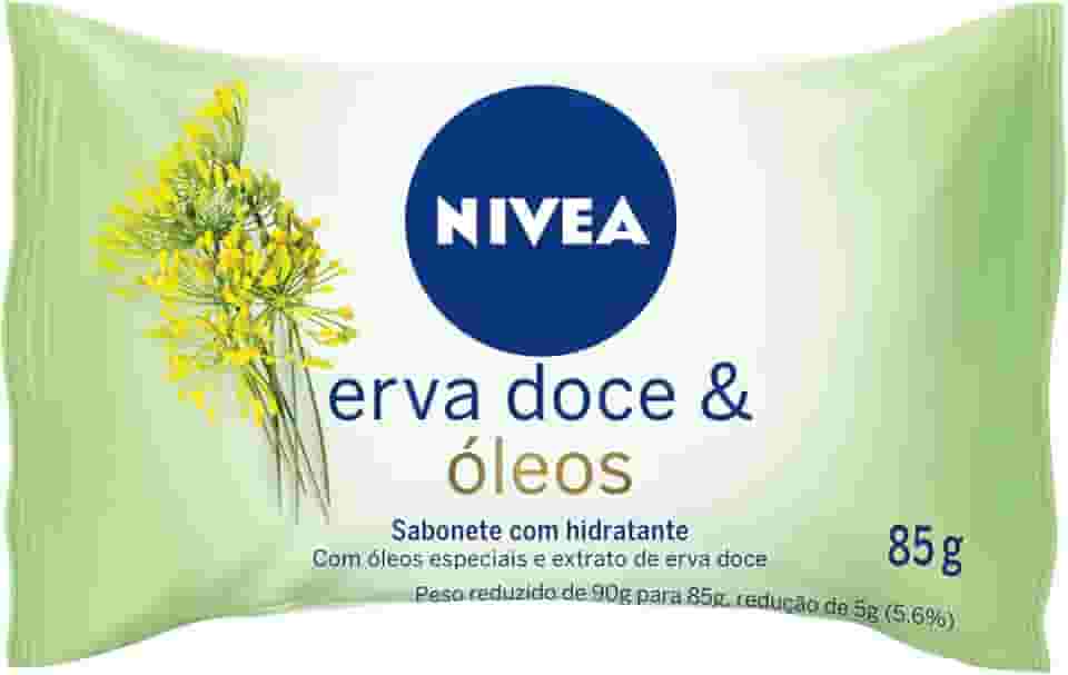 NIVEA Sabonete em Barra Erva Doce & Óleos 85g - Limpa e cuida da pele, com óleos vegetais, fragrância intensa, espuma cremosa, hidratação e maciez