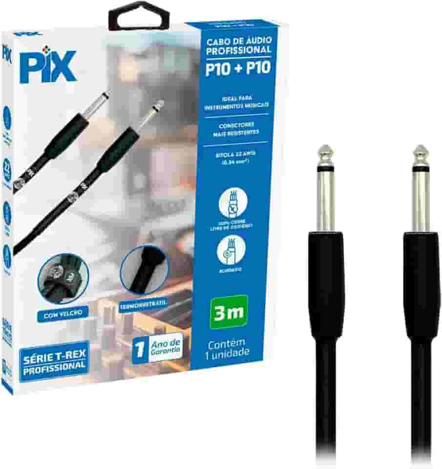 Cabo P10 P10 Mono 100% Cobre Para Instrumentos - 3 Metros