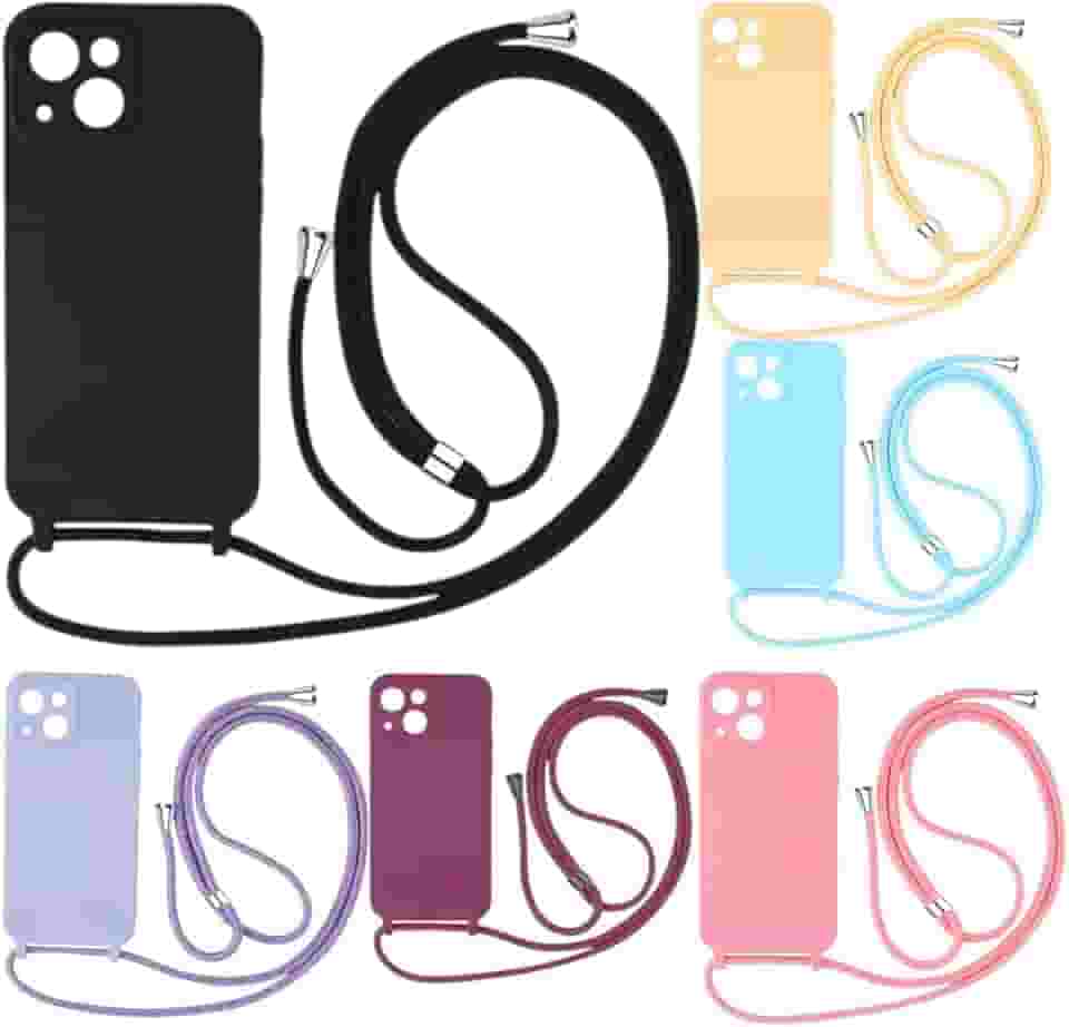 Case Capa Capinha Com Cordão Alça Transversal Para iPhone 14 NORMAL (PRETO)