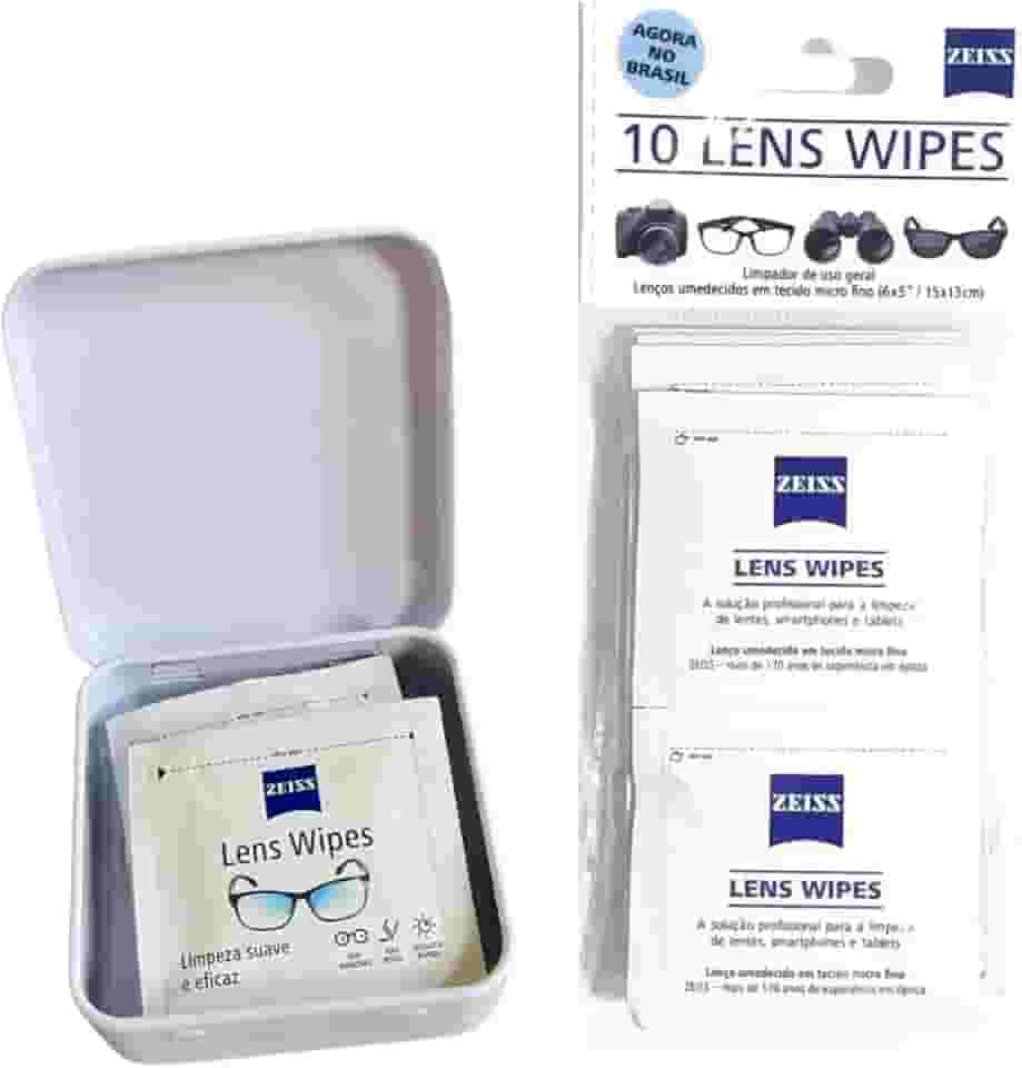 Kit Lens Wipes Lenços de Limpeza de Óculos Lens Wipes 10 pré umedecidos com Case Latinha Exclusivo Novidade