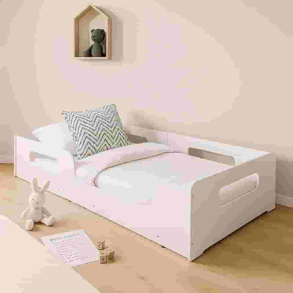 Cama P/Crianças Solteiro Montessoriana Encanto 100% Mdf P/Colchão 188x88 Cm -Branco