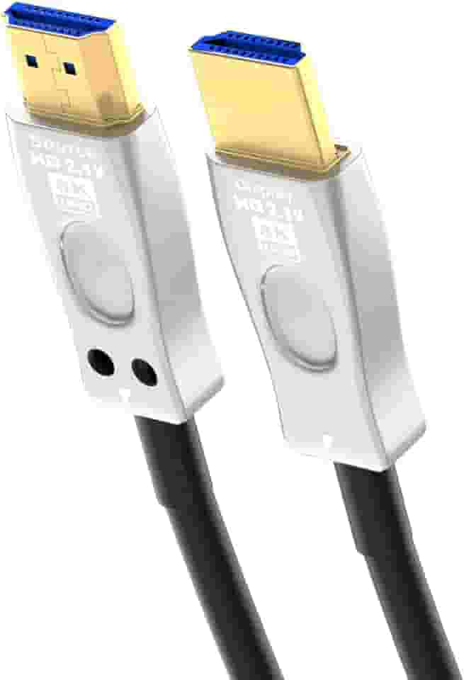 Cabo HDMI 2.1 de fibra ótica 8K, cabo HDMI ativo longo, cabo HDMI de fibra de alta velocidade, 48 Gbps, 8 K a 60 Hz 4 K a 120 Hz, HDR dinâmico, eARC, HDCP 2.2 e 2.3, para projetor, console de