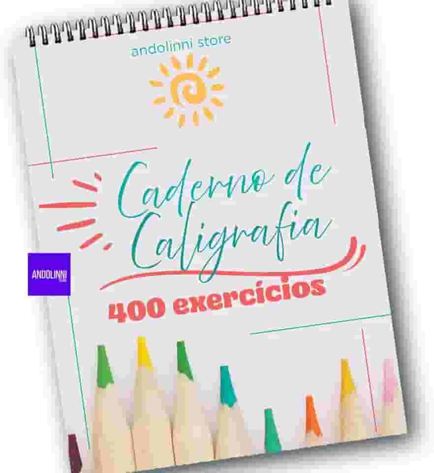 Caderno de Caligrafia Letra Cursiva - CAPA DURA - 102 Páginas com +400 Exercícios