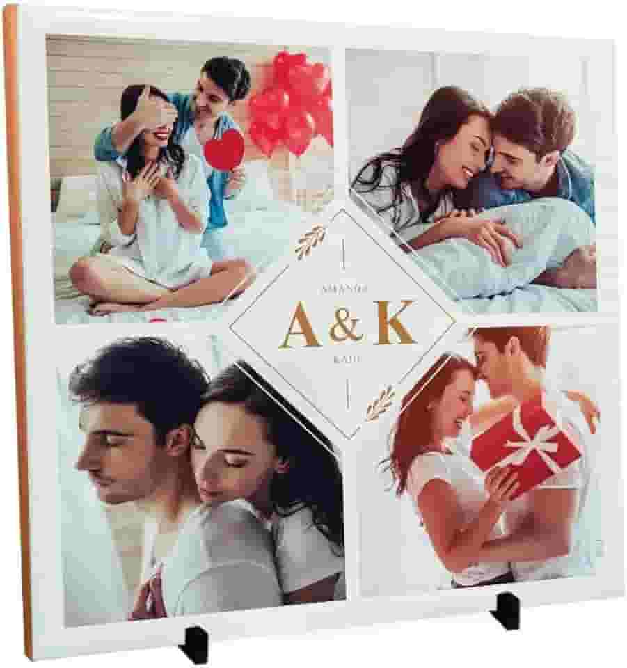 Presente Dia Dos Namorados Azulejo Com 4 Fotos Do Casal Estampada