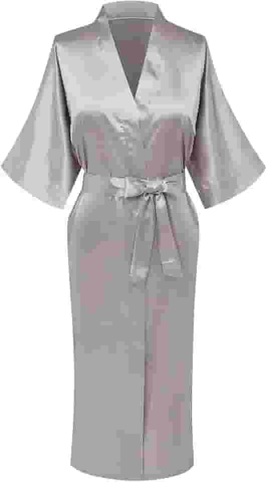 Roupão de banho feminino de cetim longo sedoso para madrinha de casamento, festa de casamento, prepare-se
