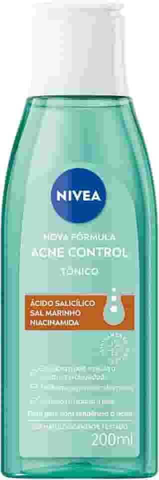 NIVEA Tônico Facial Acne Control 200ml - Ajuda a controlar a oleosidade, não obstrui os poros, remove células mortas, reduz a vermelhidão e hidrata a pele acneica