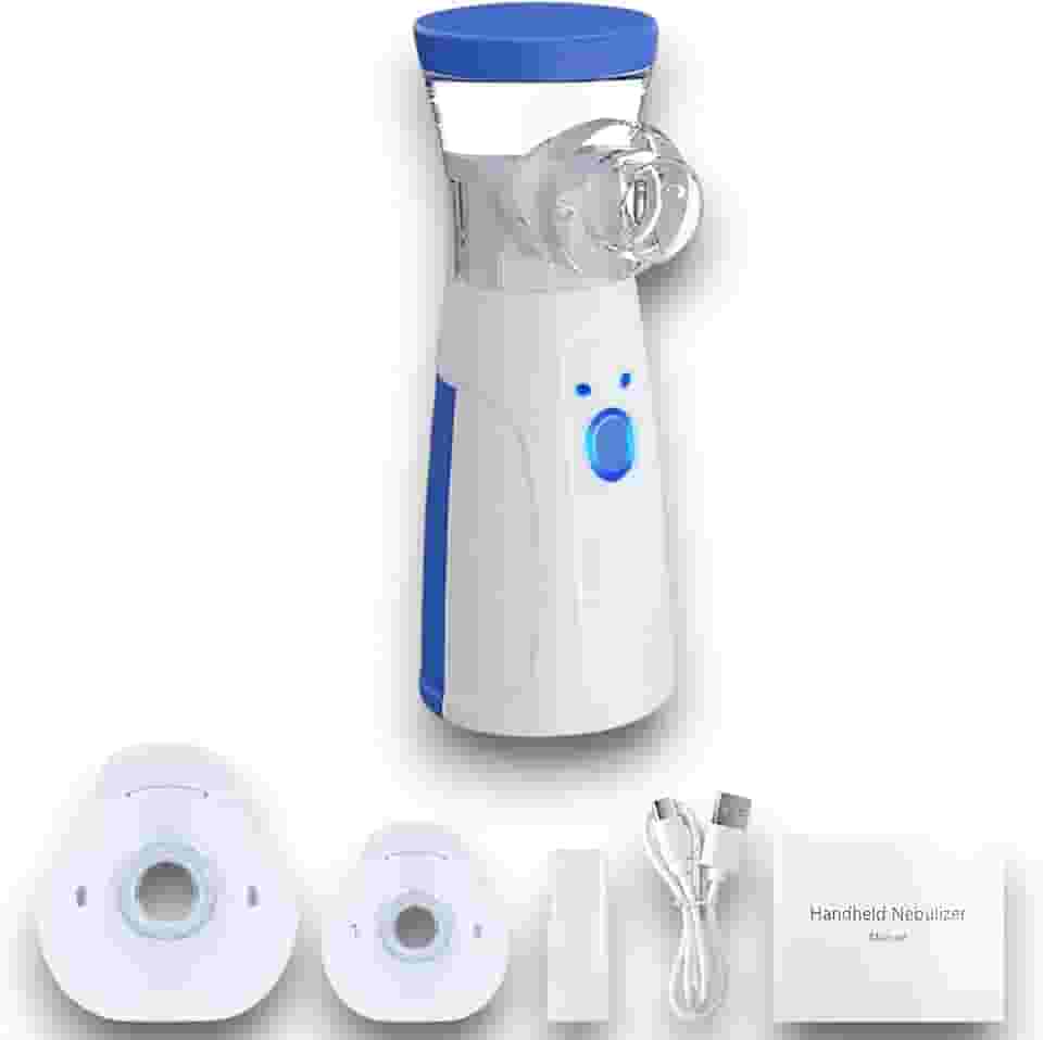 Nebulizador Mesh Portátil Ultrassônico Silencioso Bivolt com Máscara Adulto e Infantil - Inalador USB e Pilhas para Asma, Bronquite, Sinusite, Gripes, Resfriados e Hidratação das Vias Respiratórias