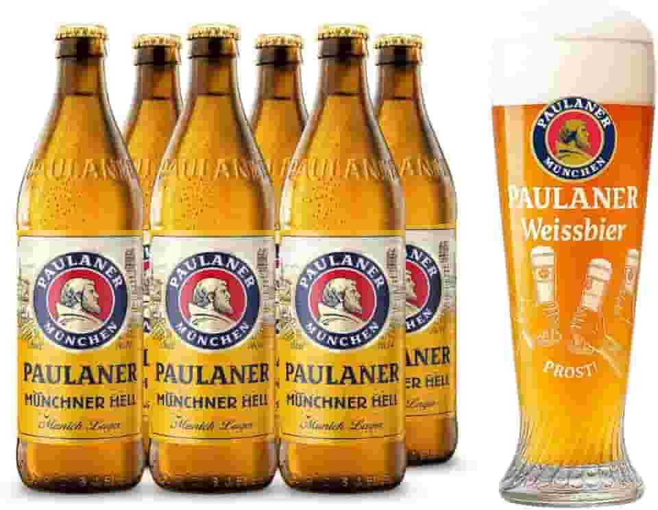 Kit 6 Cerveja Paulaner Munchner Hell 500ml + Copo Prost
